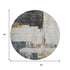 8' Charcoal Ivory And Gold Abstract Washable Round Rug With UV Protection