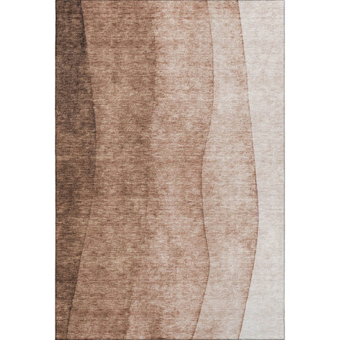 5' X 8' Brown And Beige Ombre Washable Area Rug With UV Protection