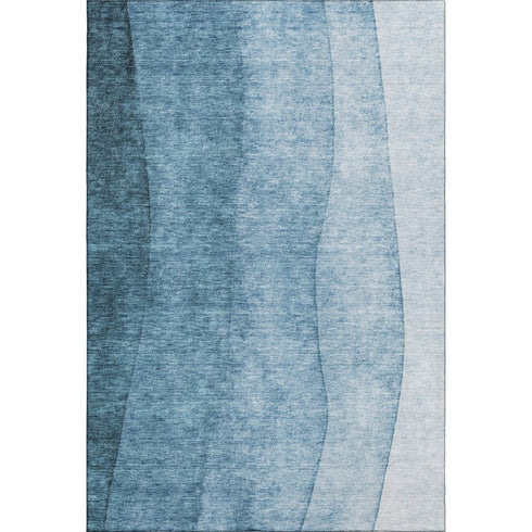 5' X 8' Blue And Ivory Ombre Washable Area Rug With UV Protection