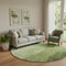 8' Olive Green And Ivory Ombre Washable Round Rug With UV Protection