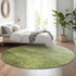 8' Olive Green And Ivory Ombre Washable Round Rug With UV Protection