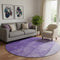 8' Purple And Ivory Ombre Washable Round Rug With UV Protection