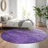 8' Purple And Ivory Ombre Washable Round Rug With UV Protection