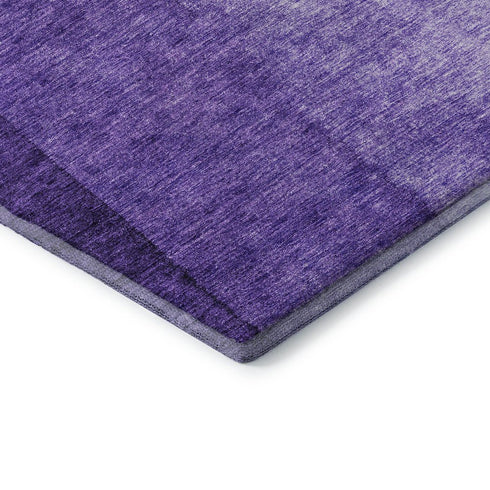 8' Purple And Ivory Ombre Washable Round Rug With UV Protection