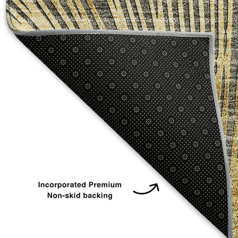 8' X 10' Gray Gold And Ivory Floral Washable Area Rug With UV Protection