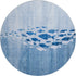 8' Blue And Ivory Nautical Washable Round Rug With UV Protection