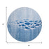 8' Blue And Ivory Nautical Washable Round Rug With UV Protection