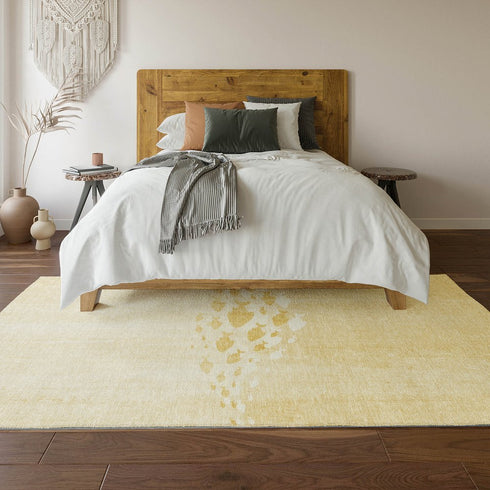 9' X 12' Gold And Ivory Nautical Washable Area Rug With UV Protection