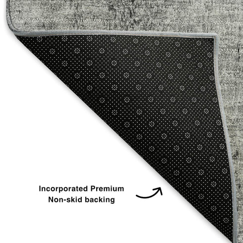 8' X 10' Gray And Ivory Nautical Washable Area Rug With UV Protection