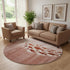 8' Terra Cotta And Ivory Nautical Washable Round Rug With UV Protection
