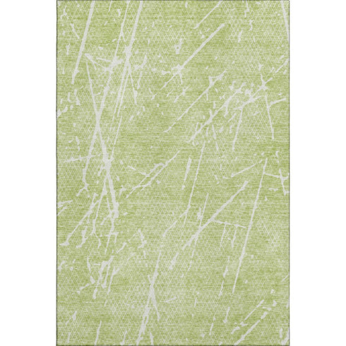 8' X 10' Artichoke Green And Ivory Abstract Washable Area Rug With UV Protection