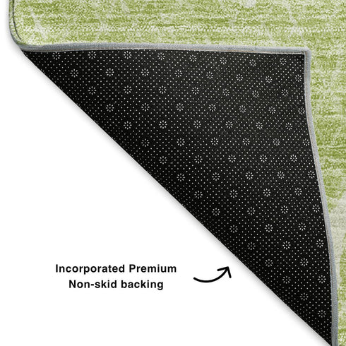 8' X 10' Artichoke Green And Ivory Abstract Washable Area Rug With UV Protection
