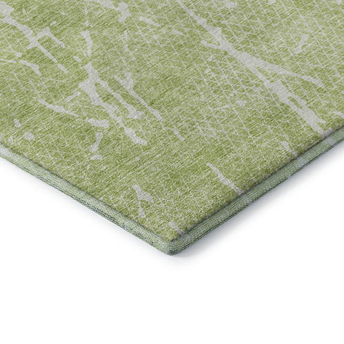8' X 10' Artichoke Green And Ivory Abstract Washable Area Rug With UV Protection