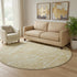 8' Beige And Ivory Abstract Washable Round Rug With UV Protection