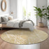 8' Beige And Ivory Abstract Washable Round Rug With UV Protection