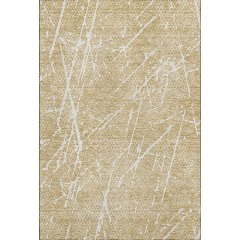 8' X 10' Beige And Ivory Abstract Washable Area Rug With UV Protection