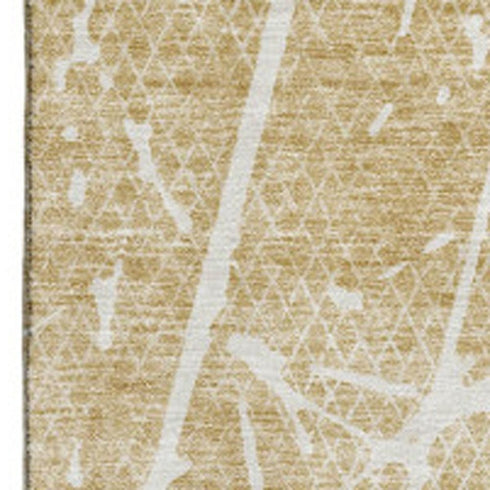 8' X 10' Beige And Ivory Abstract Washable Area Rug With UV Protection