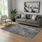 5' X 8' Charcoal And Ivory Abstract Washable Area Rug With UV Protection