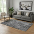 5' X 8' Charcoal And Ivory Abstract Washable Area Rug With UV Protection