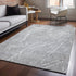 8' X 10' Gray And Ivory Abstract Washable Area Rug With UV Protection
