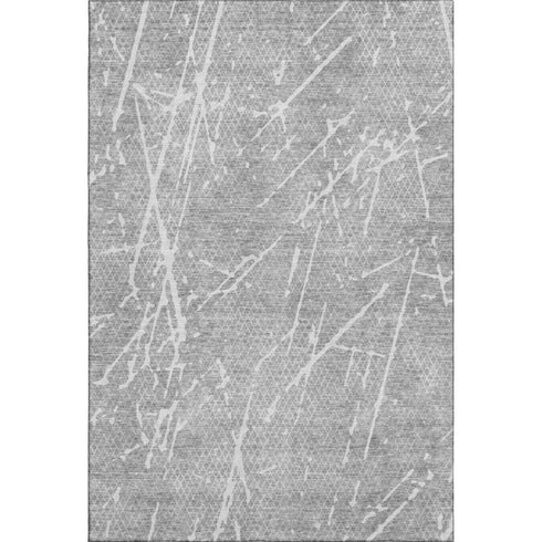 8' X 10' Gray And Ivory Abstract Washable Area Rug With UV Protection