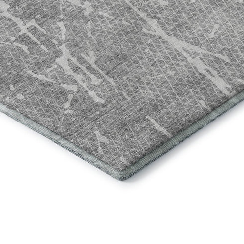 8' X 10' Gray And Ivory Abstract Washable Area Rug With UV Protection