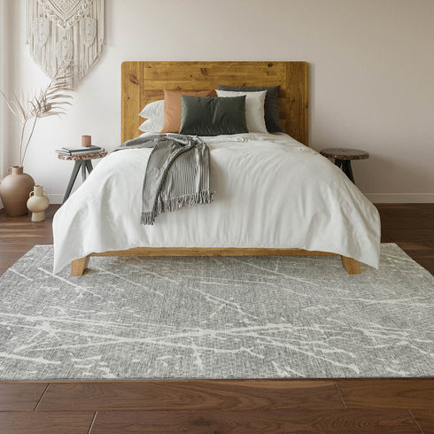 8' X 10' Gray And Ivory Abstract Washable Area Rug With UV Protection
