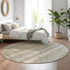 8' Taupe Gray And Beige Striped Washable Round Rug With UV Protection