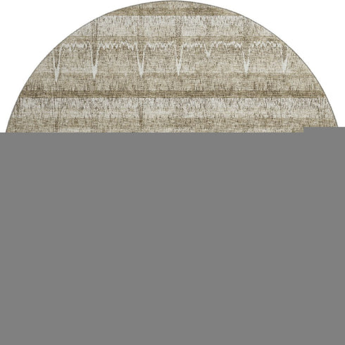 8' Taupe Gray And Beige Striped Washable Round Rug With UV Protection