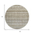 8' Taupe Gray And Beige Striped Washable Round Rug With UV Protection