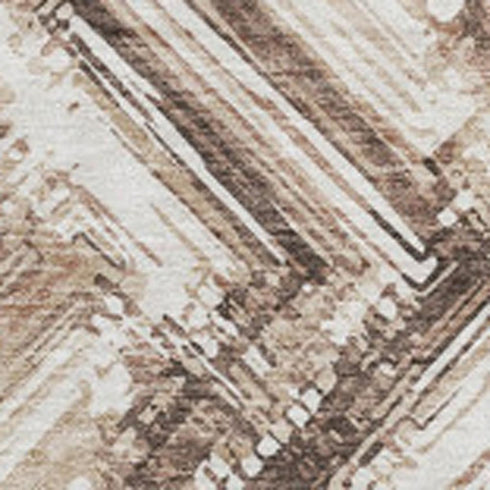 8' X 10' Brown And Ivory Chevron Washable Area Rug With UV Protection