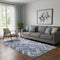 5' X 8' Blue And Ivory Chevron Washable Area Rug With UV Protection