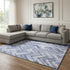 8' X 10' Blue And Ivory Chevron Washable Area Rug With UV Protection