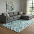 8' X 10' Teal And Ivory Chevron Washable Area Rug With UV Protection