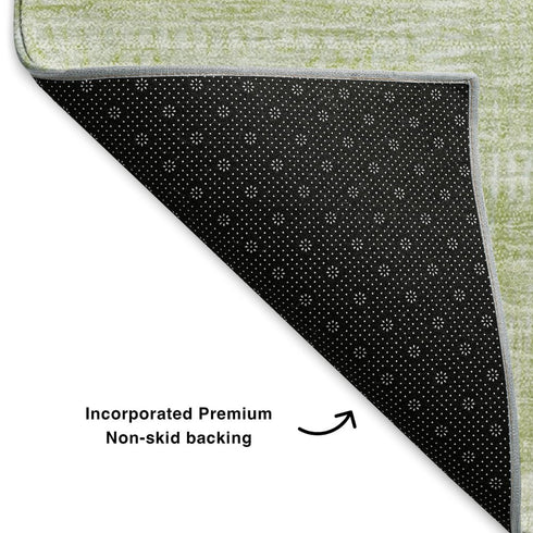 8' X 10' Artichoke Green And Ivory Patchwork Washable Area Rug With UV Protection