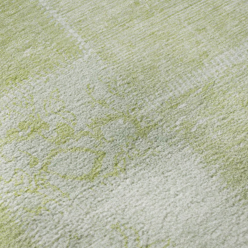 8' X 10' Artichoke Green And Ivory Patchwork Washable Area Rug With UV Protection