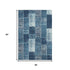 5' X 8' Blue And Ivory Patchwork Washable Area Rug With UV Protection