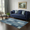 5' X 8' Blue And Ivory Patchwork Washable Area Rug With UV Protection
