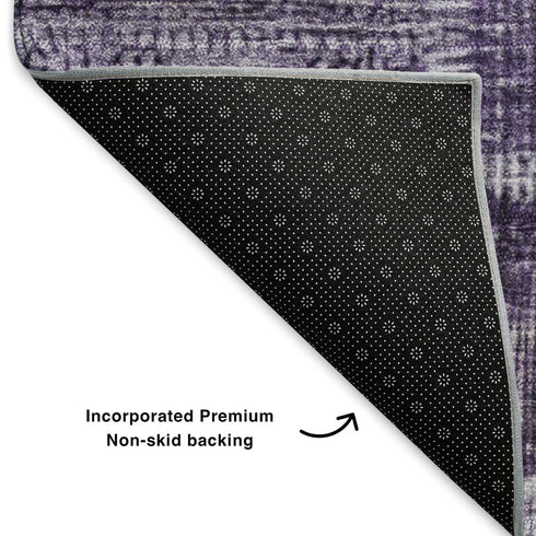 5' X 8' Purple And Ivory Patchwork Washable Area Rug With UV Protection