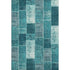 9' X 12' Teal And Ivory Patchwork Washable Area Rug With UV Protection