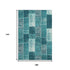 9' X 12' Teal And Ivory Patchwork Washable Area Rug With UV Protection