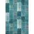 9' X 12' Teal And Ivory Patchwork Washable Area Rug With UV Protection