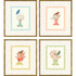 Set Of Four Bird with Shell Gold Framed Wall Art