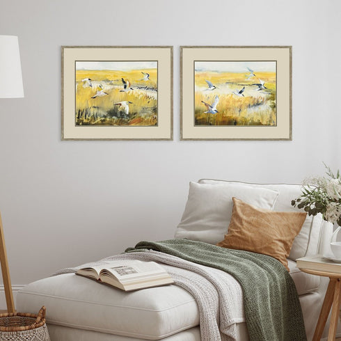 Set Of Two Terns on Marsh Silver Framed Wall Art