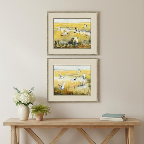 Set Of Two Terns on Marsh Silver Framed Wall Art