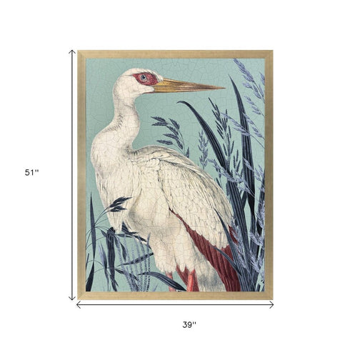 Coastal Paradise Stork Silver Framed Wall Art