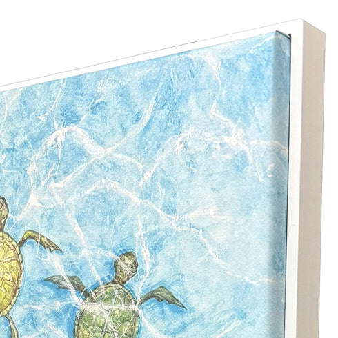 Swimming Turtles II White Framed Wall Art