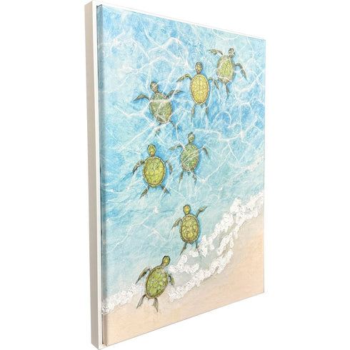 Swimming Turtles II White Framed Wall Art
