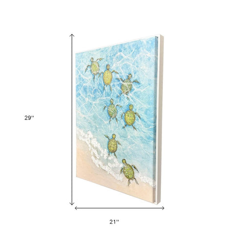 Swimming Turtles II White Framed Wall Art