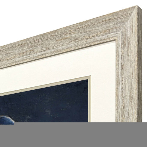 Blue Heron I Distressed White Framed Wall Art